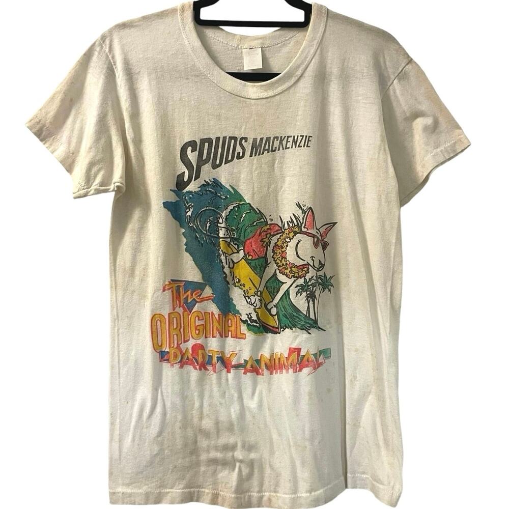 Vintage 80s Spuds McKenzie Original Party Animal Bud Light Single Stitch Shirt L